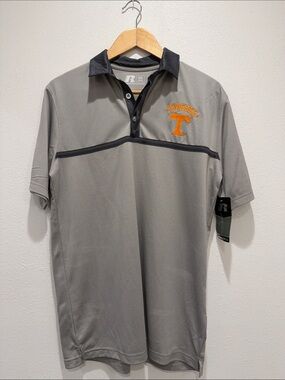 Russell Athletic Gray Polo with Orange Tennessee T Logo New with Tags Medium